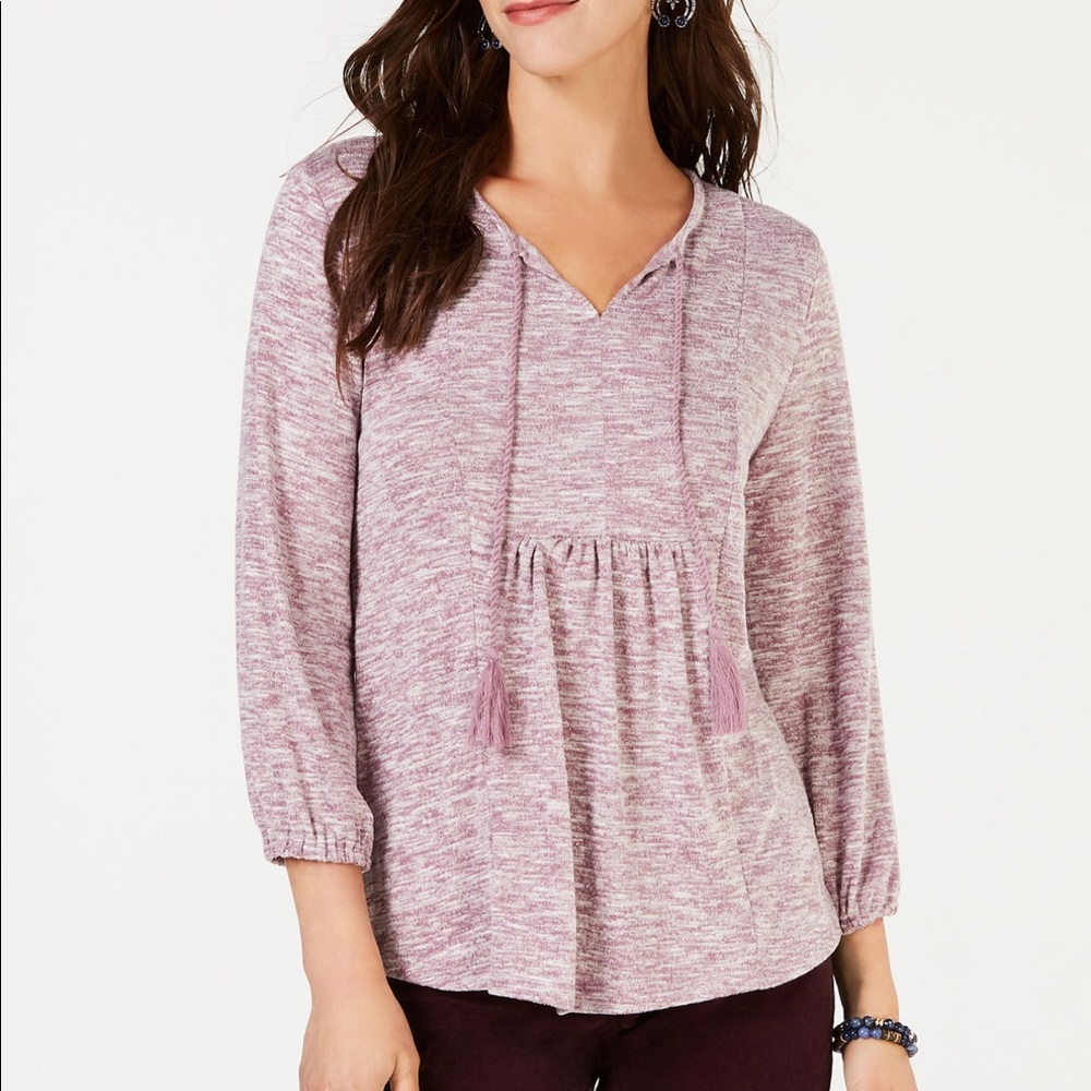 SOLD!!Style&Co Pleated Tassel Tie Top - Picture 1 of 8